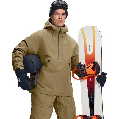 Pioneer Camp Chaqueta de esquí para hombre, holgada, impermeable, con aislamiento de media cremaller