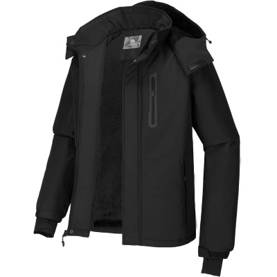 CAMEL CROWN Chaqueta de Esquí Impermeable de Nieve de Montaña para Hombre con Capucha Desmontable Re