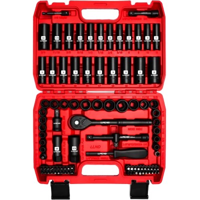 LLNDEI Juego de llaves de impacto de 3/8", SAE estándar (5/16 a 3/4-pulgada) Tamaño métrico 