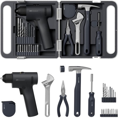 HOTO Kit de herramientas para el hogar de 25 piezas con taladro sin escobillas de 16V, pantalla inte